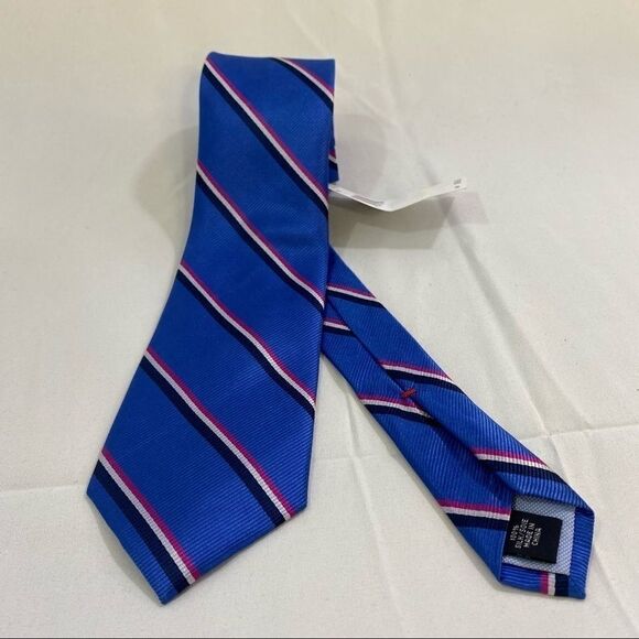 Tommy Hilfiger Pink Blue White Striped Neck Tie - Picture 1 of 5